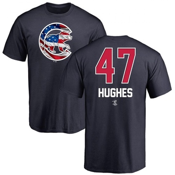 Men's Chicago Cubs Brandon Hughes ＃47 Name and Number Banner Wave T-Shirt - Navy