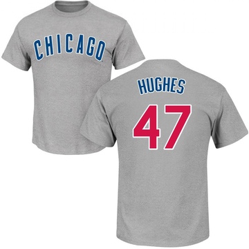 Men's Chicago Cubs Brandon Hughes ＃47 Roster Name & Number T-Shirt - Gray