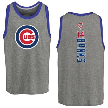 Men's Chicago Cubs Ernie Banks ＃14 Backer Tank Top Ash
