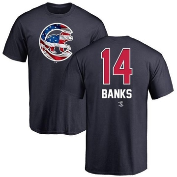 Men's Chicago Cubs Ernie Banks ＃14 Name and Number Banner Wave T-Shirt - Navy