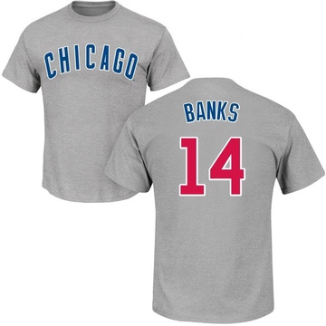 Men's Chicago Cubs Ernie Banks ＃14 Roster Name & Number T-Shirt - Gray