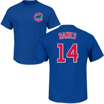 Men's Chicago Cubs Ernie Banks ＃14 Roster Name & Number T-Shirt - Royal
