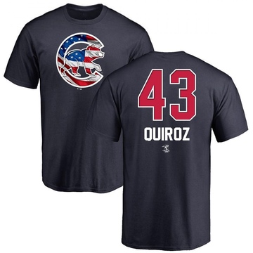 Men's Chicago Cubs Esteban Quiroz ＃43 Name and Number Banner Wave T-Shirt - Navy