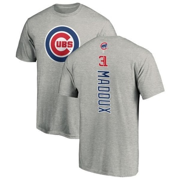 Men's Chicago Cubs Greg Maddux ＃31 Backer T-Shirt Ash