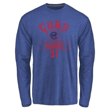 Men's Chicago Cubs Greg Maddux ＃31 Base Runner Long Sleeve T-Shirt - Royal