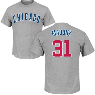 Men's Chicago Cubs Greg Maddux ＃31 Roster Name & Number T-Shirt - Gray