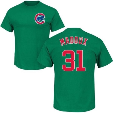 Men's Chicago Cubs Greg Maddux ＃31 St. Patrick's Day Roster Name & Number T-Shirt - Green