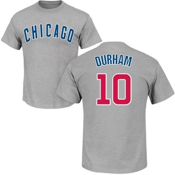 Men's Chicago Cubs Leon Durham ＃10 Roster Name & Number T-Shirt - Gray