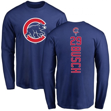 Men's Chicago Cubs Michael Busch ＃29 Backer Long Sleeve T-Shirt - Royal
