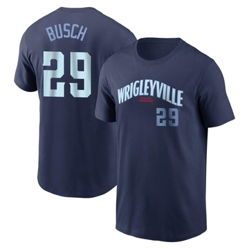 Men's Chicago Cubs Michael Busch ＃29 City Connect Name & Number T-Shirt - Navy