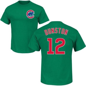 Men's Chicago Cubs Shawon Dunston ＃12 St. Patrick's Day Roster Name & Number T-Shirt - Green