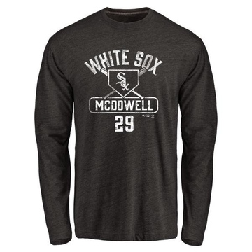 Men's Chicago White Sox Jack Mcdowell ＃29 Base Runner Long Sleeve T-Shirt - Black