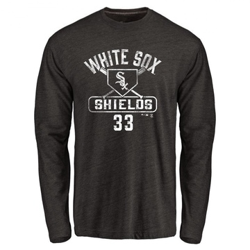 Men's Chicago White Sox James Shields ＃33 Base Runner Long Sleeve T-Shirt - Black