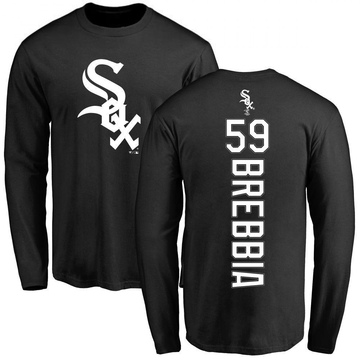 Men's Chicago White Sox John Brebbia ＃59 Backer Long Sleeve T-Shirt - Black