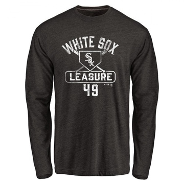 Men's Chicago White Sox Jordan Leasure ＃49 Base Runner Long Sleeve T-Shirt - Black
