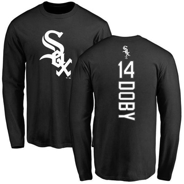 Men's Chicago White Sox Larry Doby ＃14 Backer Long Sleeve T-Shirt - Black
