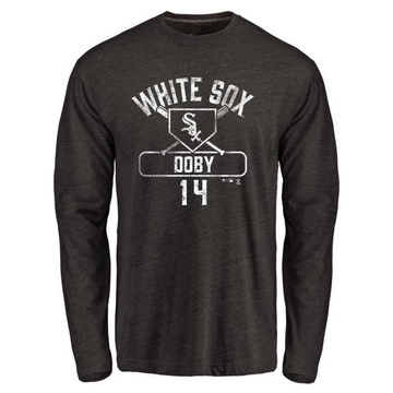 Men's Chicago White Sox Larry Doby ＃14 Base Runner Long Sleeve T-Shirt - Black
