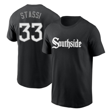 Men's Chicago White Sox Max Stassi ＃33 City Connect Name & Number T-Shirt - Black