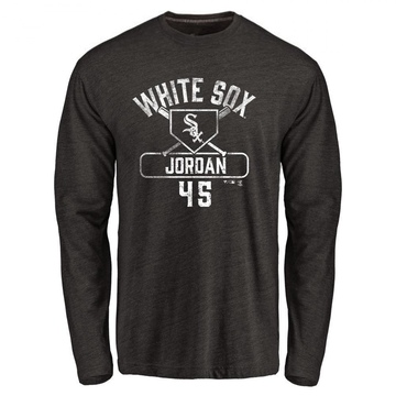 Men's Chicago White Sox Michael Jordan ＃45 Base Runner Long Sleeve T-Shirt - Black