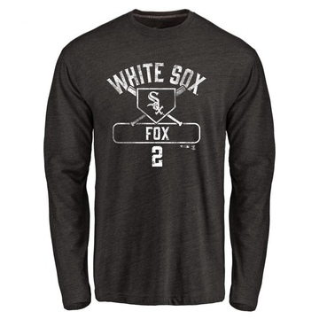 Men's Chicago White Sox Nellie Fox ＃2 Base Runner Long Sleeve T-Shirt - Black