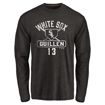 Men's Chicago White Sox Ozzie Guillen ＃13 Base Runner Long Sleeve T-Shirt - Black