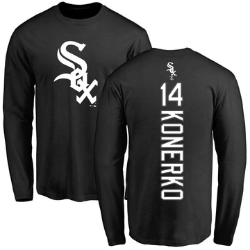 Men's Chicago White Sox Paul Konerko ＃14 Backer Long Sleeve T-Shirt - Black