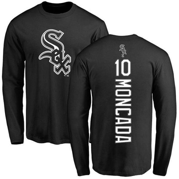 Men's Chicago White Sox Yoan Moncada ＃10 Backer Long Sleeve T-Shirt - Black