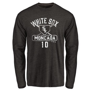 Men's Chicago White Sox Yoan Moncada ＃10 Base Runner Long Sleeve T-Shirt - Black