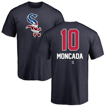 Men's Chicago White Sox Yoan Moncada ＃10 Name and Number Banner Wave T-Shirt - Navy