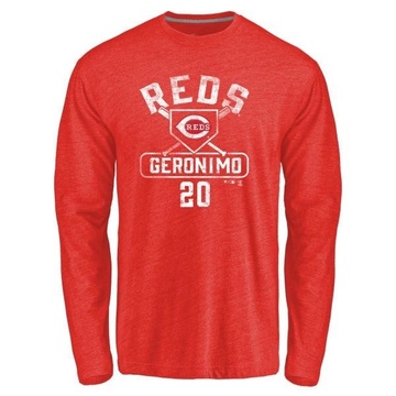 Men's Cincinnati Reds Cesar Geronimo ＃20 Base Runner Long Sleeve T-Shirt - Red