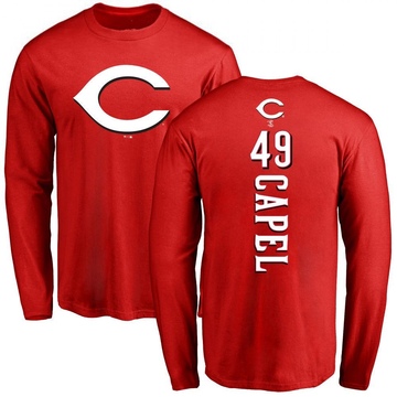 Men's Cincinnati Reds Conner Capel ＃49 Backer Long Sleeve T-Shirt - Red