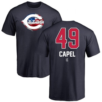 Men's Cincinnati Reds Conner Capel ＃49 Name and Number Banner Wave T-Shirt - Navy