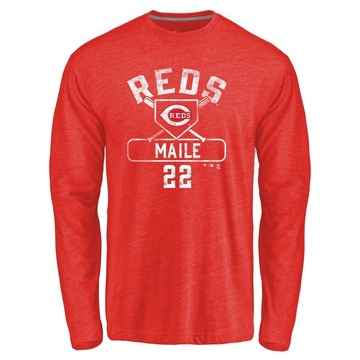 Men's Cincinnati Reds Luke Maile ＃22 Base Runner Long Sleeve T-Shirt - Red