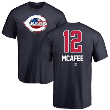 Men's Cincinnati Reds Quincy Mcafee ＃12 Name and Number Banner Wave T-Shirt - Navy