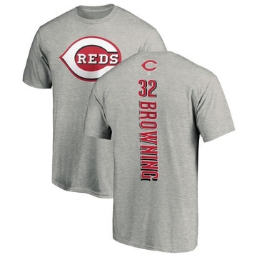 Men's Cincinnati Reds Tom Browning ＃32 Backer T-Shirt Ash
