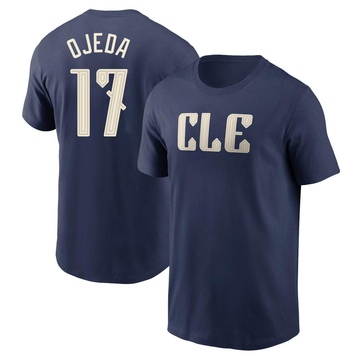 Men's Cleveland Guardians Bob Ojeda ＃17 2024 City Connect T-Shirt - Navy