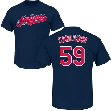 Men's Cleveland Guardians Carlos Carrasco ＃59 Roster Name & Number T-Shirt - Navy