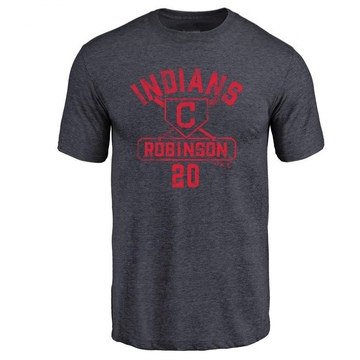 Men's Cleveland Guardians Eddie Robinson ＃20 Base Runner T-Shirt - Navy