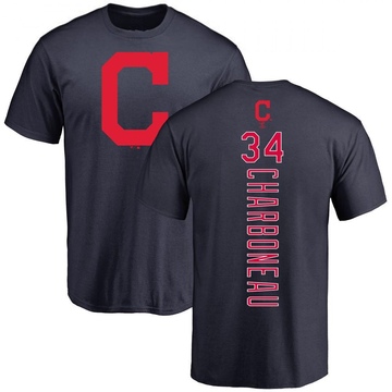 Men's Cleveland Guardians Joe Charboneau ＃34 Backer T-Shirt - Navy
