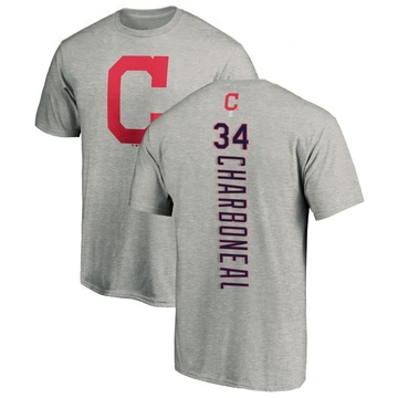 Men's Cleveland Guardians Joe Charboneau ＃34 Backer T-Shirt Ash