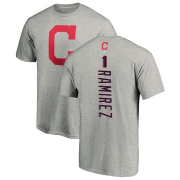 Men's Cleveland Guardians Jose Ramirez ＃11 Backer T-Shirt Ash