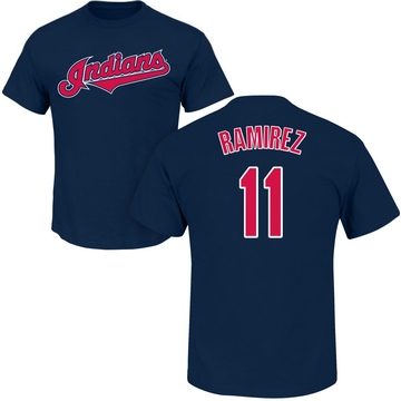 Men's Cleveland Guardians Jose Ramirez ＃11 Roster Name & Number T-Shirt - Navy