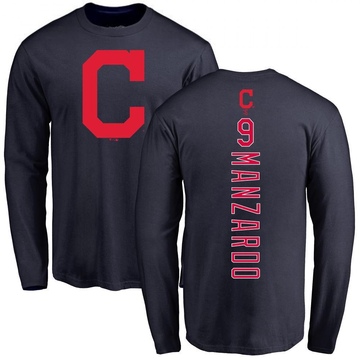 Men's Cleveland Guardians Kyle Manzardo ＃9 Backer Long Sleeve T-Shirt - Navy