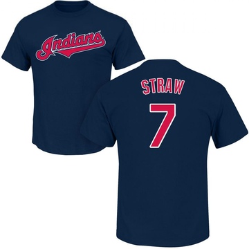 Men's Cleveland Guardians Myles Straw ＃7 Roster Name & Number T-Shirt - Navy