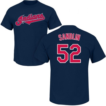 Men's Cleveland Guardians Nick Sandlin ＃52 Roster Name & Number T-Shirt - Navy