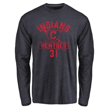 Men's Cleveland Guardians Sam Hentges ＃31 Base Runner Long Sleeve T-Shirt - Navy