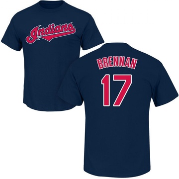 Men's Cleveland Guardians Will Brennan ＃17 Roster Name & Number T-Shirt - Navy