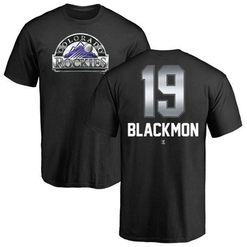 Men's Colorado Rockies Charlie Blackmon ＃19 Charlie mon Midnight Mascot T-Shirt - Black