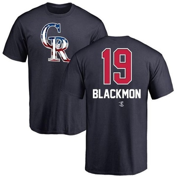 Men's Colorado Rockies Charlie Blackmon ＃19 Name and Number Banner Wave T-Shirt - Navy