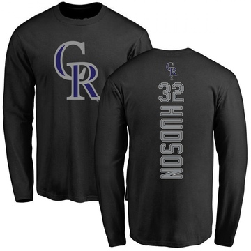 Men's Colorado Rockies Dakota Hudson ＃32 Backer Long Sleeve T-Shirt - Black